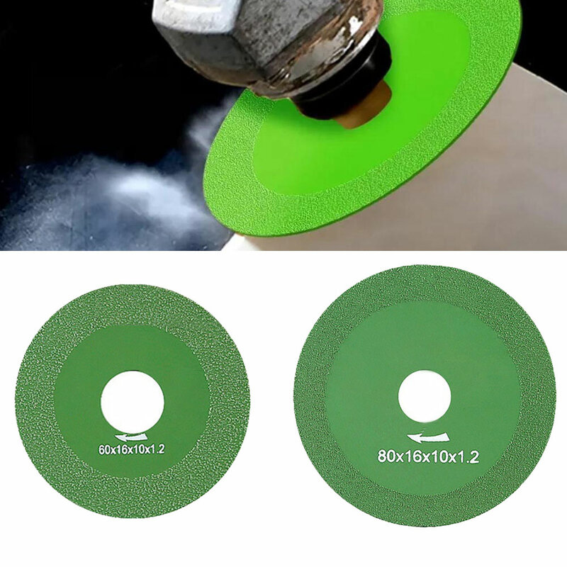 Disco de corte de vidro verde para corte liso, chanfro cristal, aço de manganês diamante alto, novo, 10mm, 16mm, 60mm, 80mm