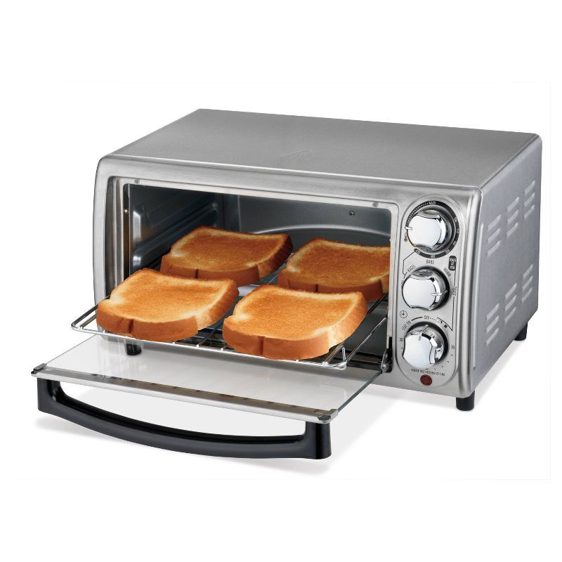 Без усилий для поднятия тостов и выпечки: Серебристая 4-х ломтиковая духовка-тостер