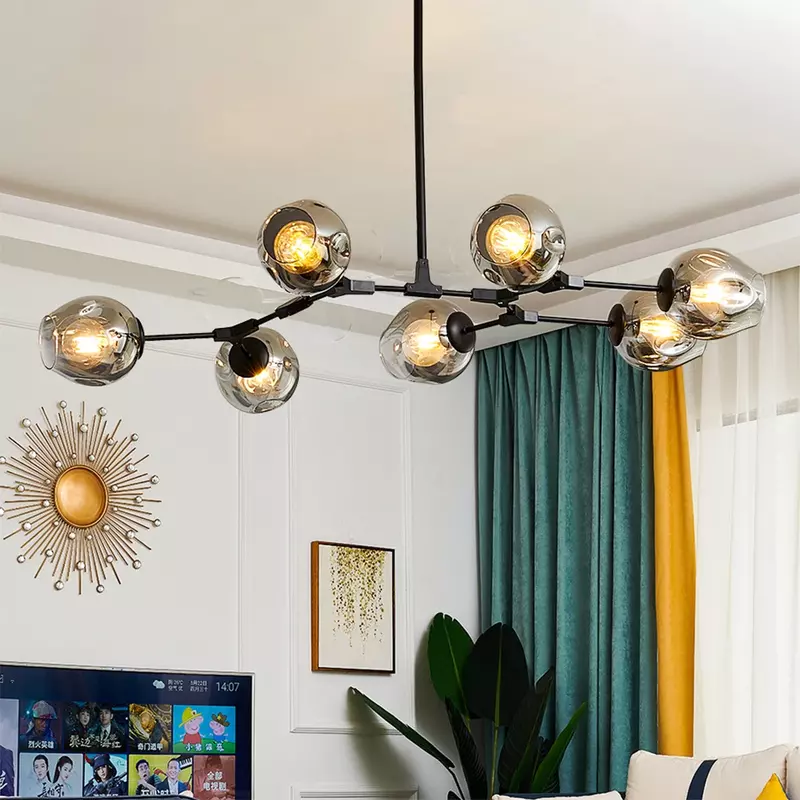 Candelabros LED de cristal nórdico, lámparas colgantes modernas para interior, sala de estar, decoración, accesorios de iluminación para el hogar, Loft