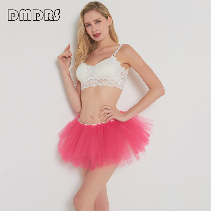 Rok koktil pesta Tutu populer untuk wanita, rok balet Mini warna-warni 5 lapis satu ukuran dapat disesuaikan