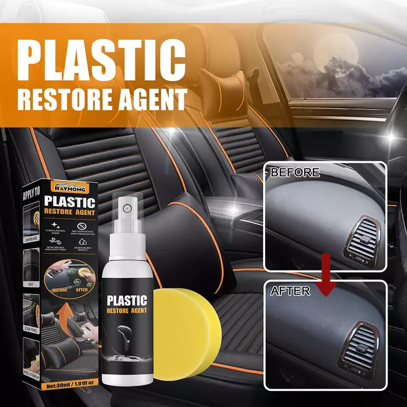 Środek do przywracania gąbki rewolucyjny środek do czyszczenia wnętrza samochodu i środek do przywracania plastiku żegnają się z brudem i plamami!