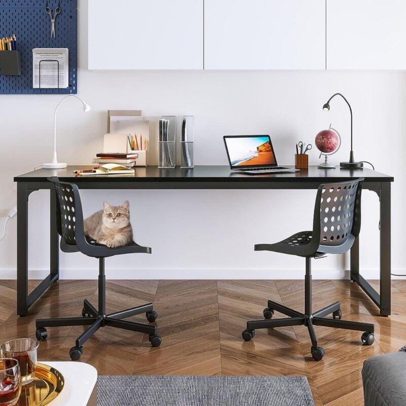 Coleshome-moderna e simples mesa de computador para casa e escritório, escrivaninha preta para estudante, 71 polegadas
