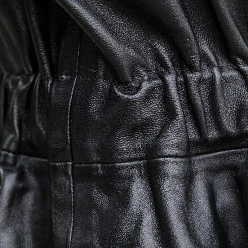 กระเป๋าสตางค์ Slim สั้นเข็มขัดหนังแท้ผู้หญิง Plus ขนาดของแท้ลำลองหนัง Lambskin Coat สตรีแขนยาว Outwear