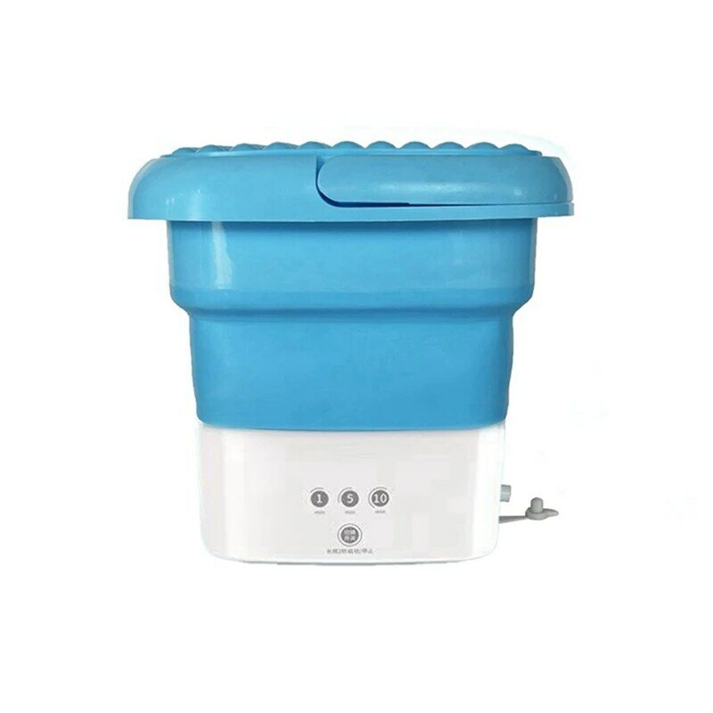 Lavadora de viaje portátil azul, Mini lavadora plegable, Combo con pequeña cesta de drenaje plegable