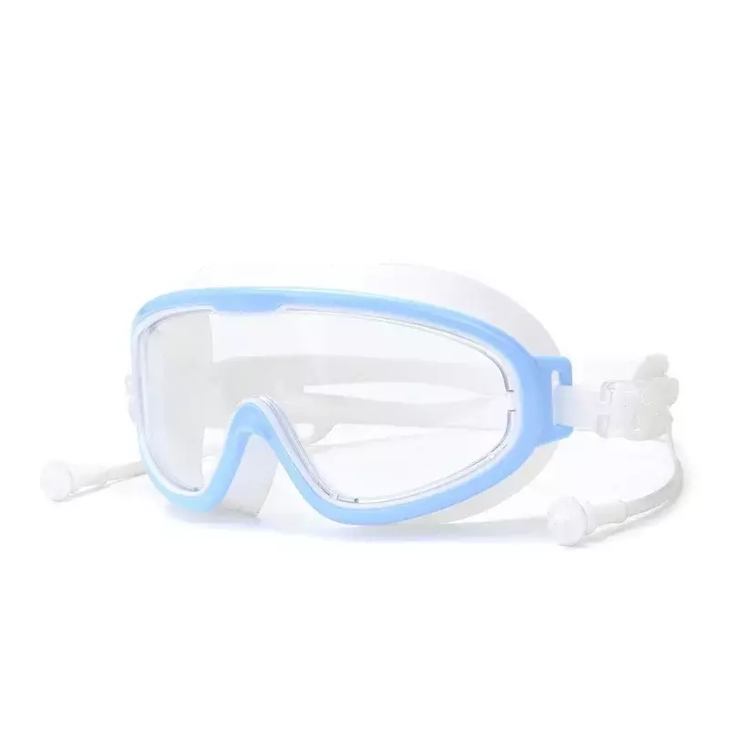 แว่นตาว่ายน้ำเด็กกรอบใหญ่ซิลิโคนคุณภาพสูงป้องกันการเกิดฝ้าแว่นตาว่ายน้ำความละเอียดสูงกันน้ำ