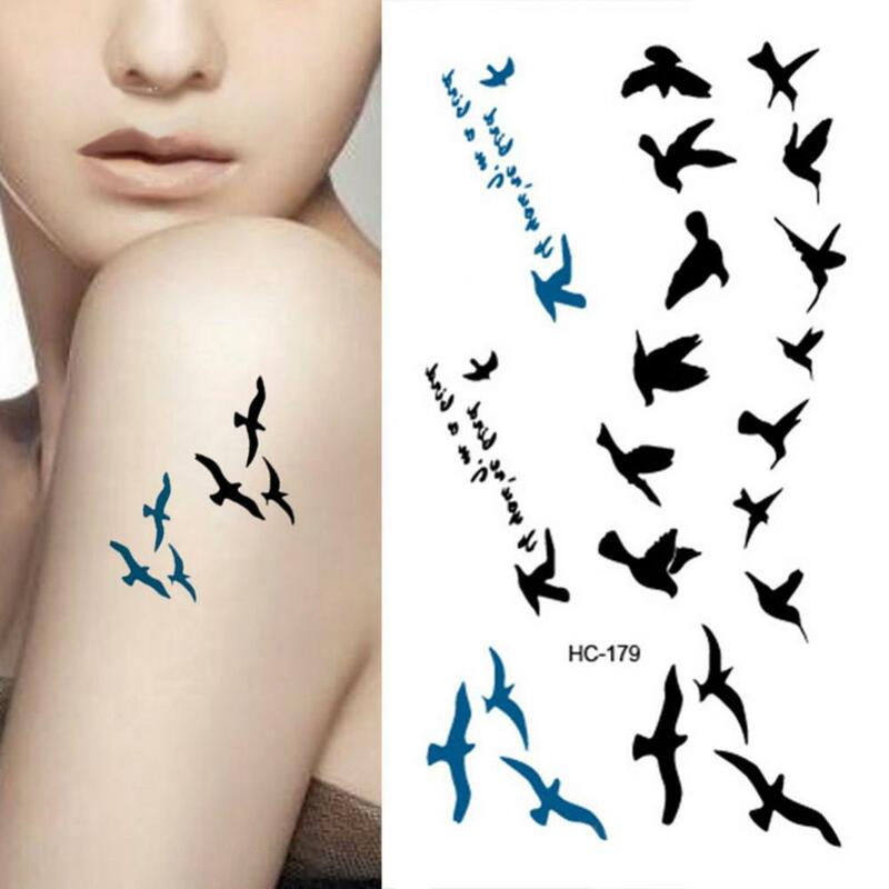 Tatuagem impermeável temporária etiqueta, moda feminina, pássaros, mosca, arte corporal, decalque cintura, colorido