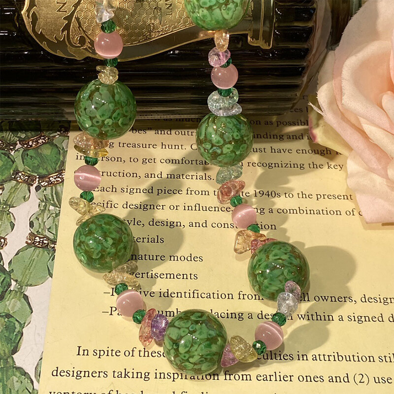 Французское винтажное ожерелье из остекленного хрустального камня на цепочке для свитера для женщин и девушек чокер ювелирные изделия аксессуары