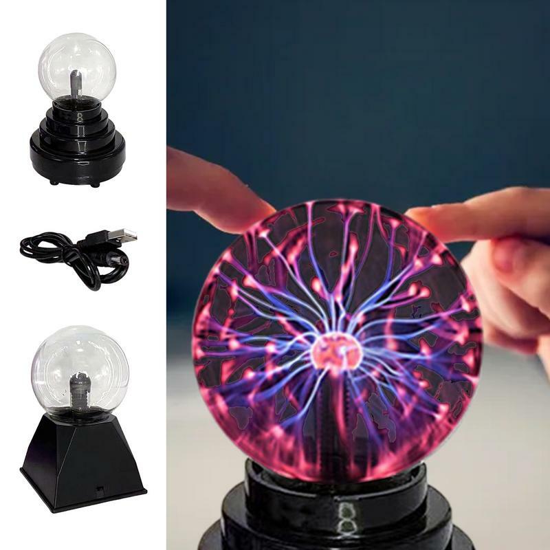 Bola lampu sentuh elektrik Plasma Globe lampu meja isi ulang USB bola elektrostatis diaktifkan suara mainan baru bola Plasma