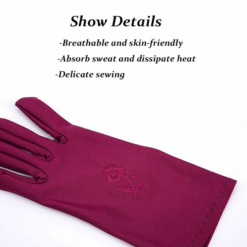 Эластичные солнцезащитные перчатки, уличные Вышитые тонкие перчатки для вождения, солнцезащитные варежки для девочек