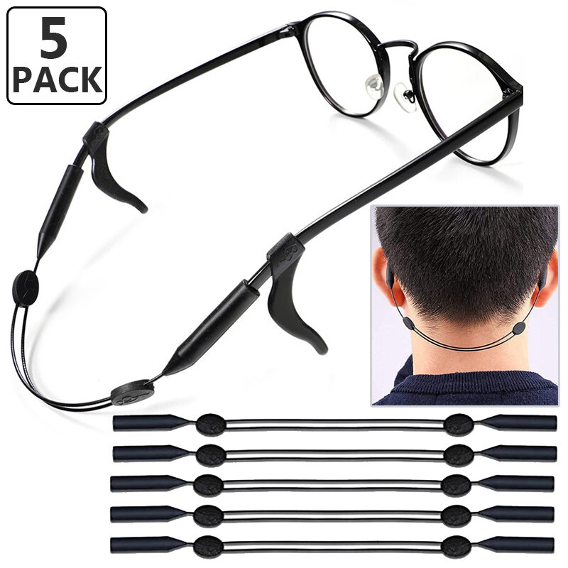 Universal Ajustável Eyewear Retainer, Sports Glasses Holder, Unisex Strap, Grande Round-Head, Fit para óculos de segurança, 1 Pc, 5 Pcs