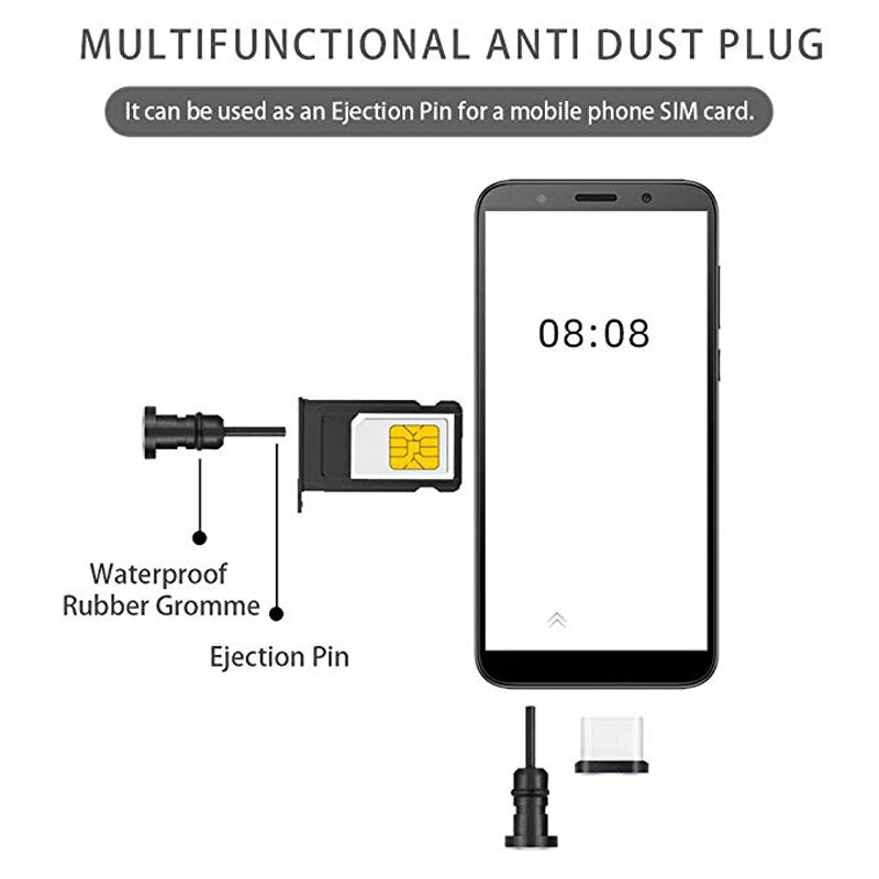Port Pengisi Daya Ponsel Tipe C 3.5Mm Jack Earphone Kartu Sim USB C Plug Debu untuk Samsung S10 S9 S8 Note 8 9 Huawei P10 P20 P30 Pro