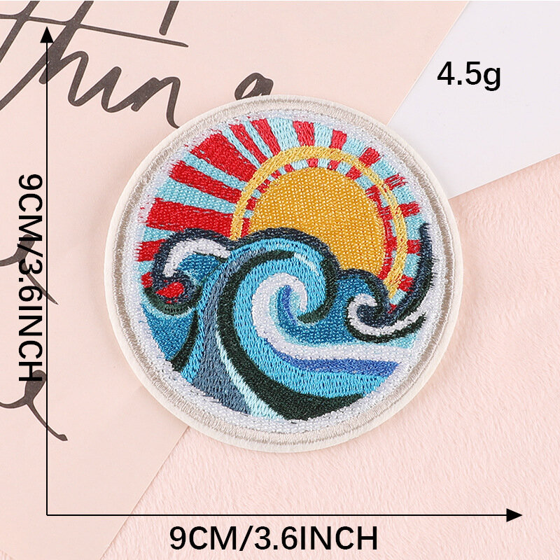 DIY Circular Adhesive Embroidery Patch, Art Sticker, Emblemas, Ferro em remendos, pano, saco, jaqueta, Emblema Acessórios, Novo, 2024