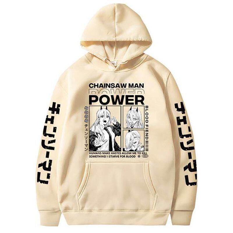 Anime Chainsaw Man Power Printed Hoodies Men Woman Y2k Hoodie Streetwear Hooded Sweatshirts Pullovers Unisex Tracksuit Clothing