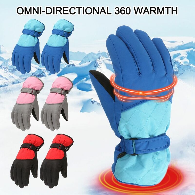 Outdoor Thicken Warm Waterproof Kids Long-sleeved Mittens Windproof Children Ski Gloves Snow Snowboard
