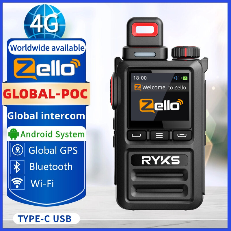 جهاز اتصال لاسلكي طويل المدى مع بطاقة Sim ، راديو اتجاهين ، Zello ، أندرويد ، LTE ، 2G ، 3G ، GSM ، شبكة Poc