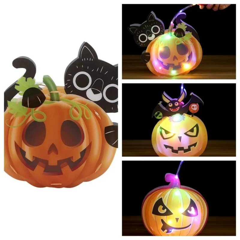 Luminous Halloween Pumpkin Lanterna, DIY Handmade Ghost Glowing Festival Lanterna, Party Prop