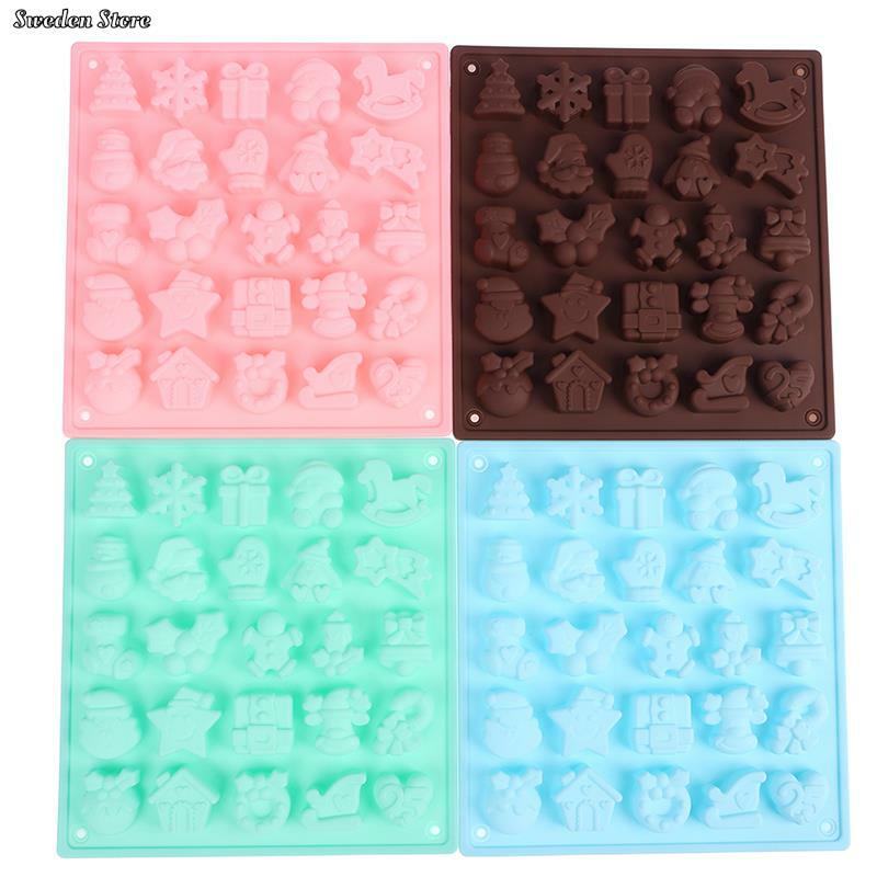 Christmas Silicone Chocolate Cake Biscuit Mold Mousse Mould 3D DIY Snowman Handmade Tree Kitchen Baking Tools Accessories