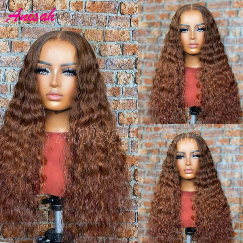 Brazilian Remy Hair Deep Curly Colored Lace Front Human Hair Wigs For Women Glueless Water Wave Lace Front Wigs for Women