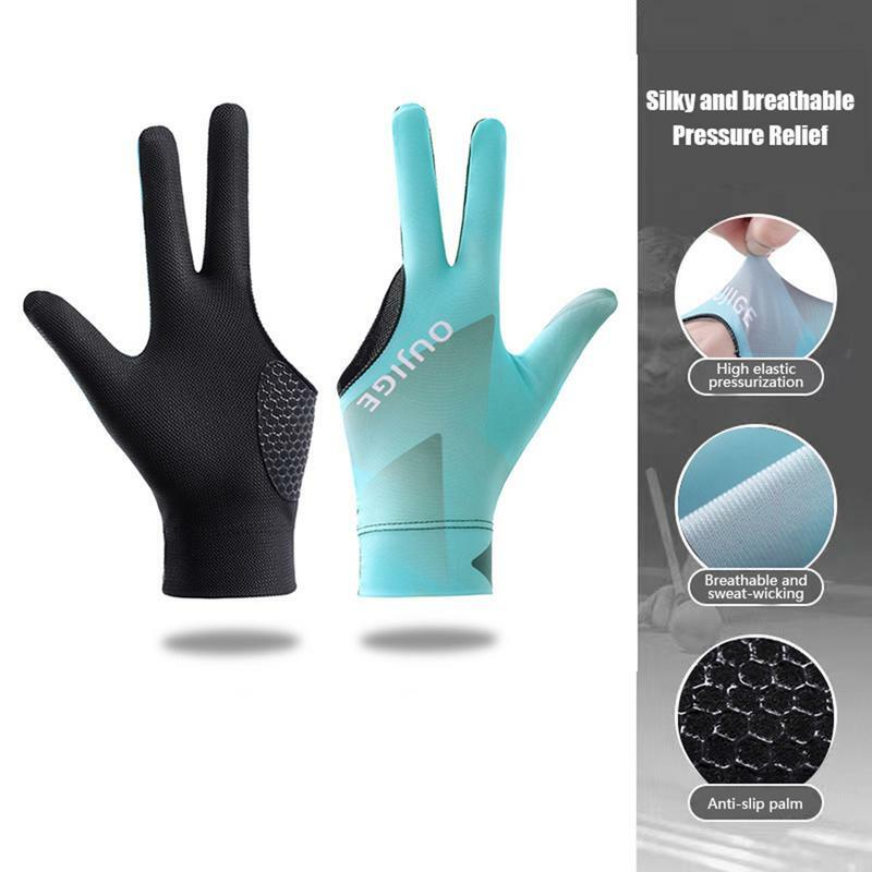 Guantes de billar profesionales de 3 dedos, accesorios universales ligeros y antideslizantes para mano derecha