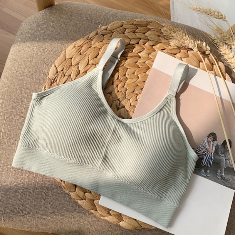 Tube Tops for Women's Seamless Solid Color U Back Women's Underwear Crop Top Sports Tank Tops Bottoming Bra with Chest Pad Top