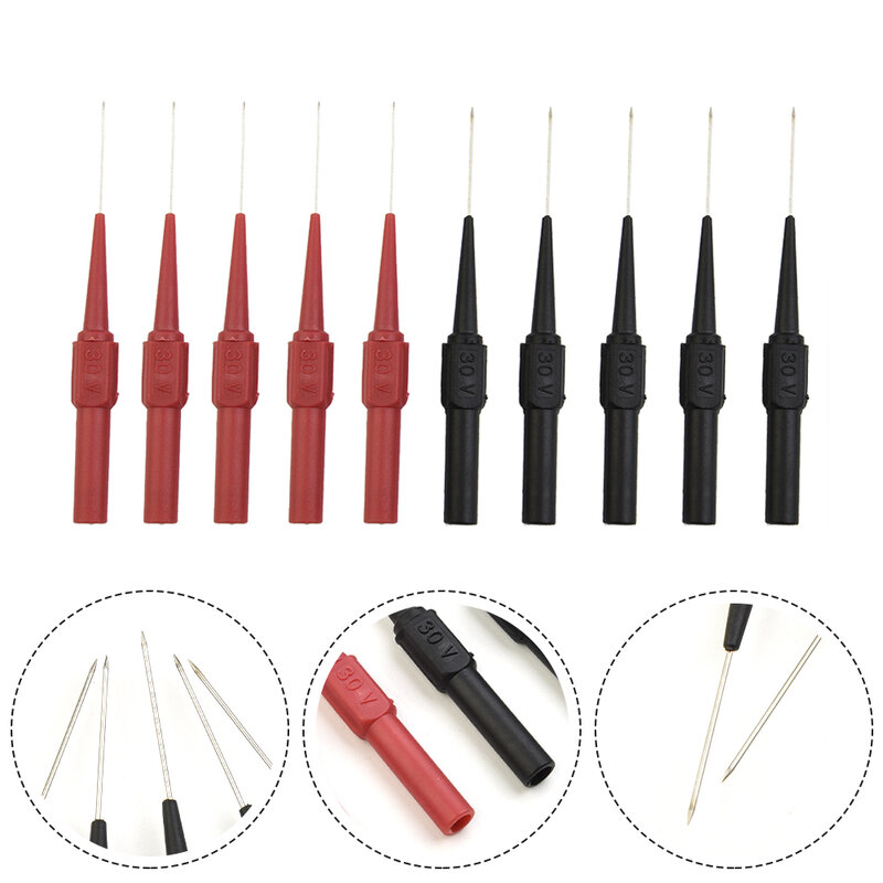 2/10Pc Testing Probe Measuring Device Clamp Copper Test Probe Leads Stainless Steel Needle For Connecting Banana Plug Multimeter