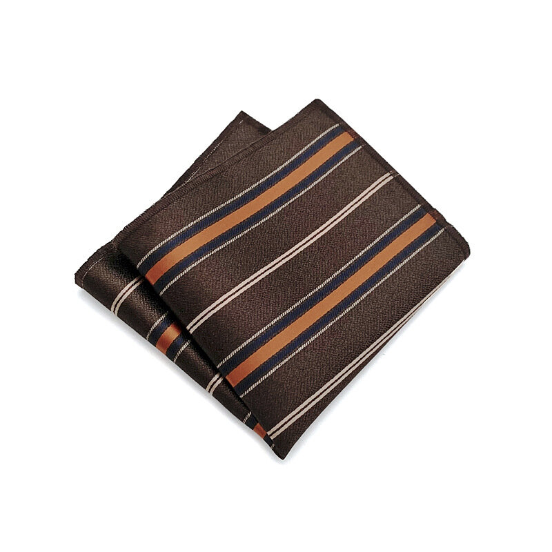New Pattern Polyester Jacquard Pocket Square Men Elegant Feather Striped Handkerchief Business Wedding Party Tuxedo Accessories