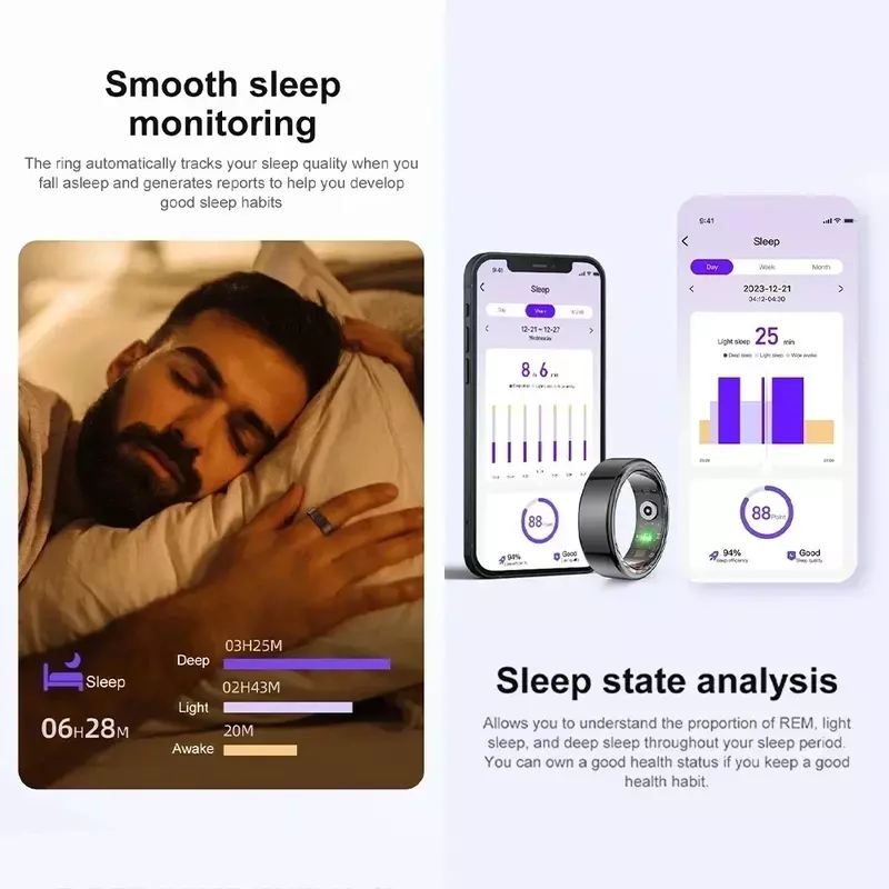 Smart Ring 2024 Smartring R02 monitoraggio della salute IP68 modalità Multi-sport impermeabili Bluetooth Sleep Tracker anello da dito uomo donna
