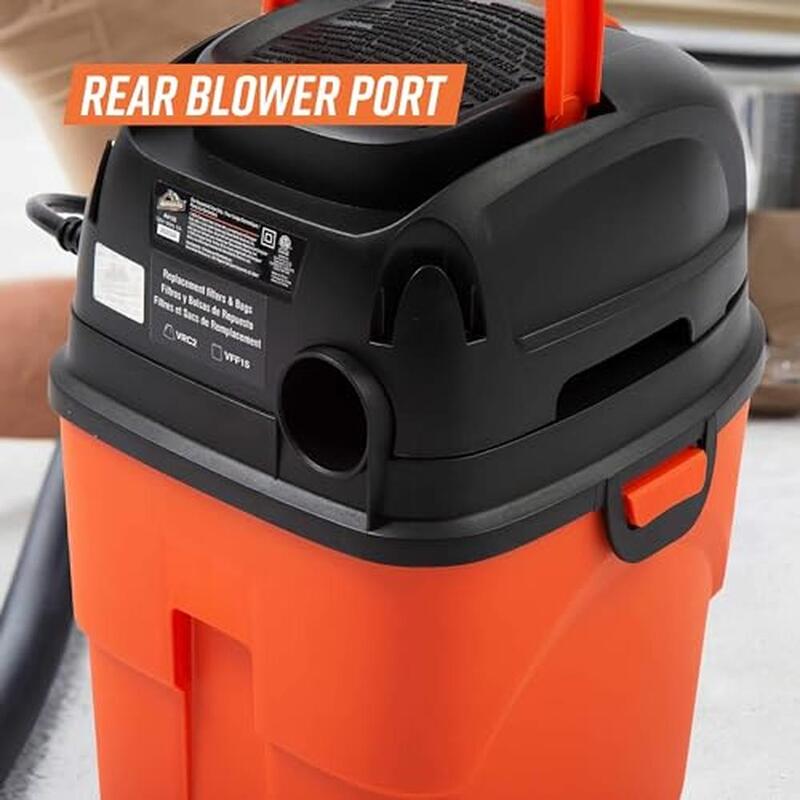 Portatile Wet/Dry Shop Vac 1.5 Gallon 2 Peak HP Blower accessori arancioni inclusi Storage Compact 6-ft Cord tubo da 4 piedi non