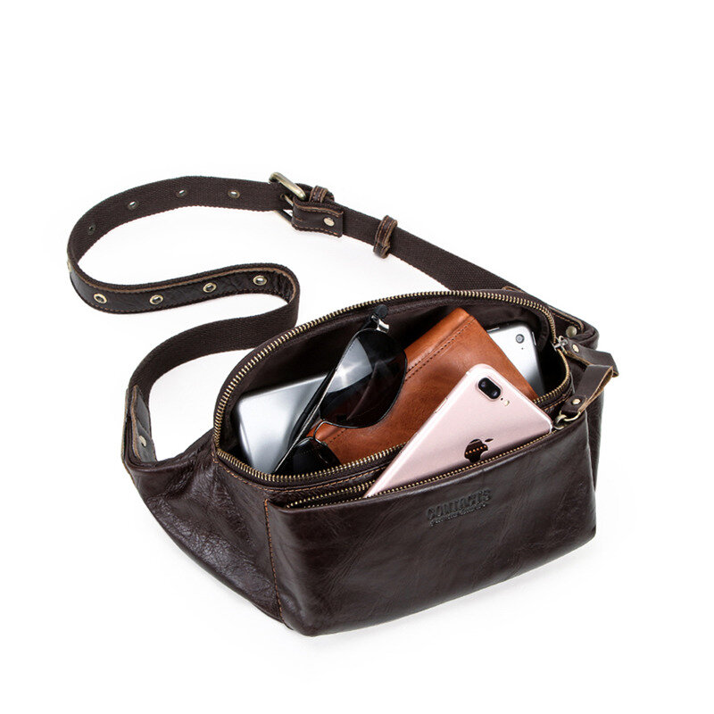 Marsupio da uomo MOTAORA borse da petto in vera pelle per uomo Casual borsa da viaggio multifunzionale borse sportive portatili di moda