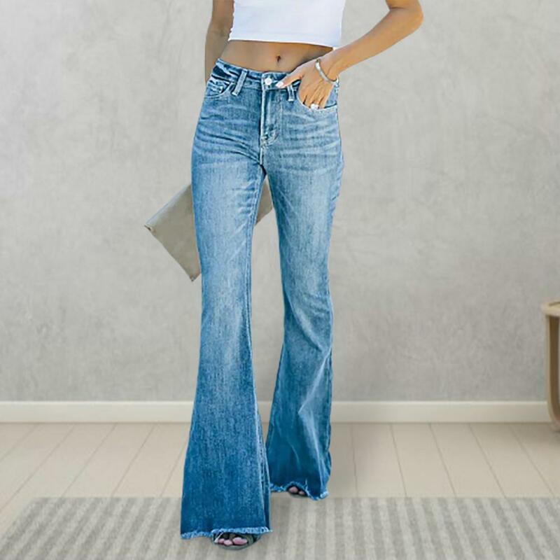 Flared Women Trousers Stylish High Waist Wide Leg Jeans for Women Flattering Stretchy Denim Pants with Soft for Commuting