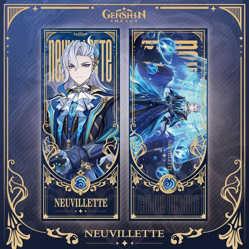 Genshin Impact Collection Cards Games Bookmark Furina Chiori Neuvilette Arlecchi Laser Double-sided Ticket Anime Tarot Card Gift