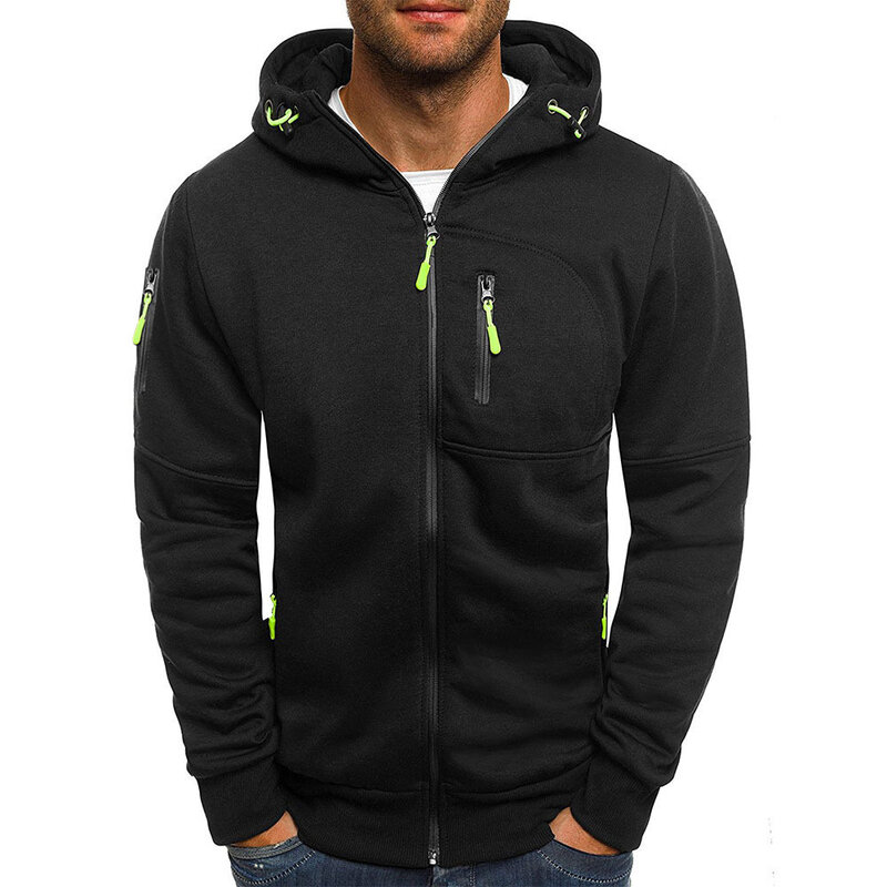 Cross-border new big size men's autumn and winter sports fitness jacket casual arm zipper hoodie Cardigan hoodie