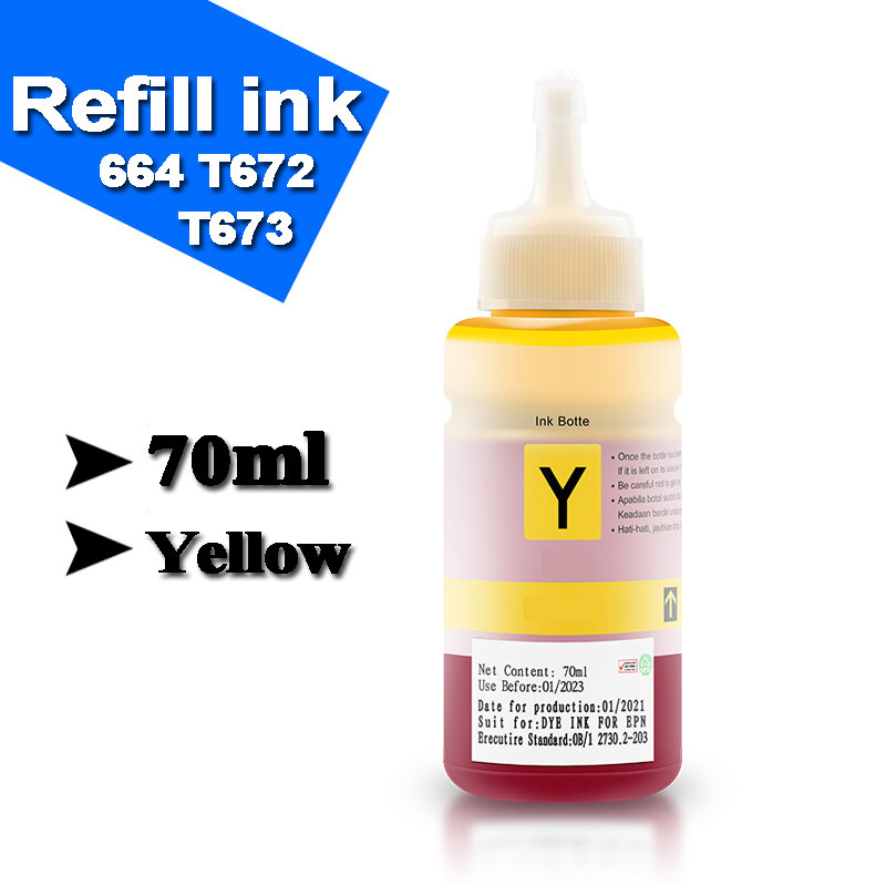 Sostituzione 664 672 673 ricarica inchiostro dye per stampante EPN L100 L110 L120 L210 L310 L355 L360 L364 L365 L486 L550 L800 L805 L810