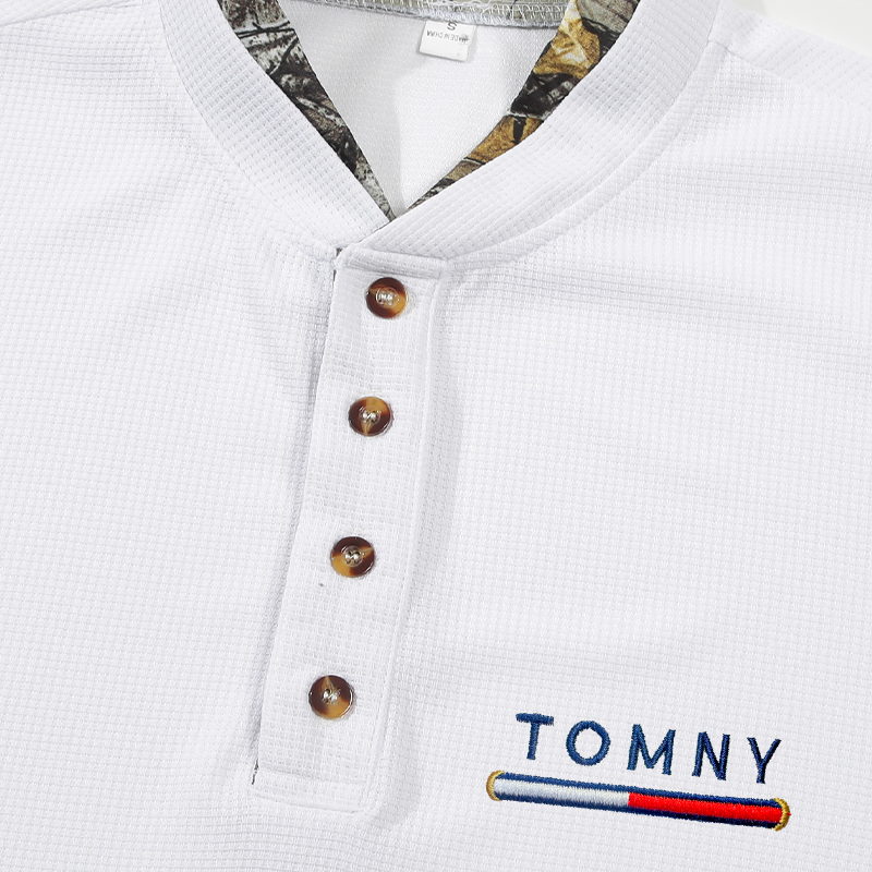 Heiß verkaufte Herren Polo besticktes Hemd Knopf Henry Neck kurz ärmel ige Casual Sports einfarbig Stehkragen Herren Top