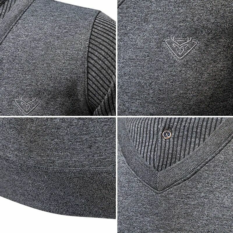 メンズ厚手のニットセーター,偽のツーピースセーター,韓国のシャツの襟,カジュアルなスリムフィット,ビジネスプルオーバー,秋冬