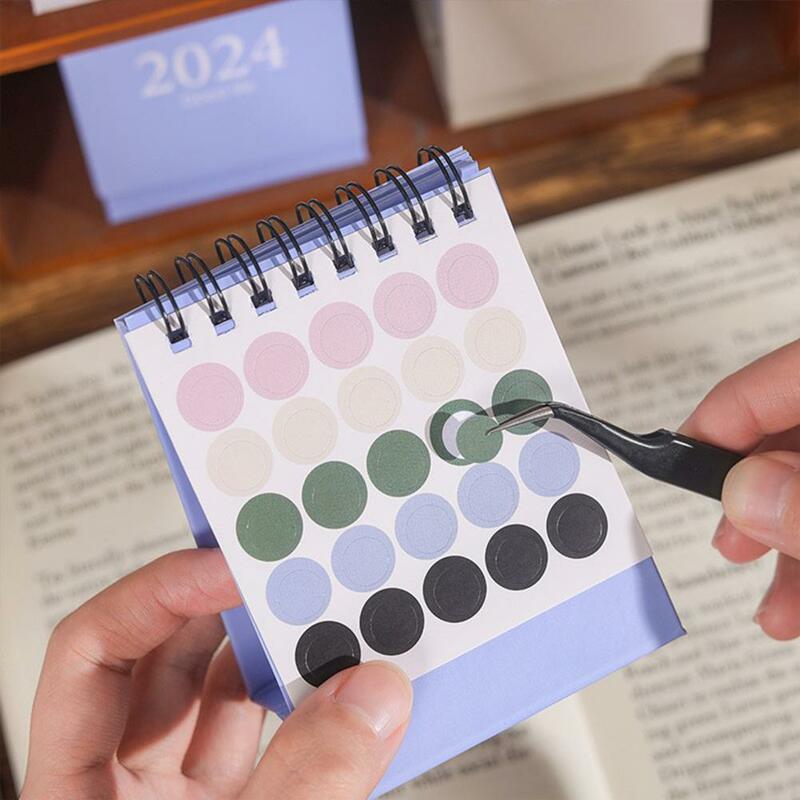 Journamm-Mini Calendario de escritorio de Color sólido con encuadernación de doble cable, planificador diario, horario de trabajo, suministros de papelería escolar, 2023-2024