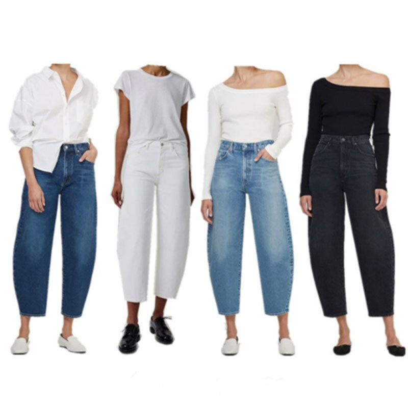 Jeans solto de cintura alta feminino, calças harém jeans com tudo a combinar, moda feminina, novo, 2022