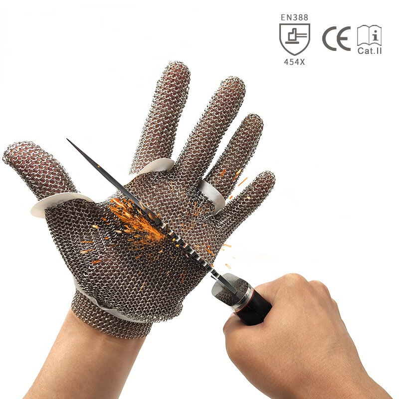 Stainless Steel Cut-resistant Gloves Level 5 Slaughter and Gardening High-risk Work Cut-resistant Labor Protection Gloves 1pcs