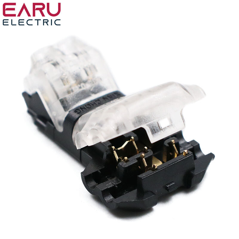 5/10Pcs/lot 2 Pin 2 Way 300v 10a Universal Compact Wire Wiring Connector T SHAPE Conductor Terminal Block With Lever AWG 18-24