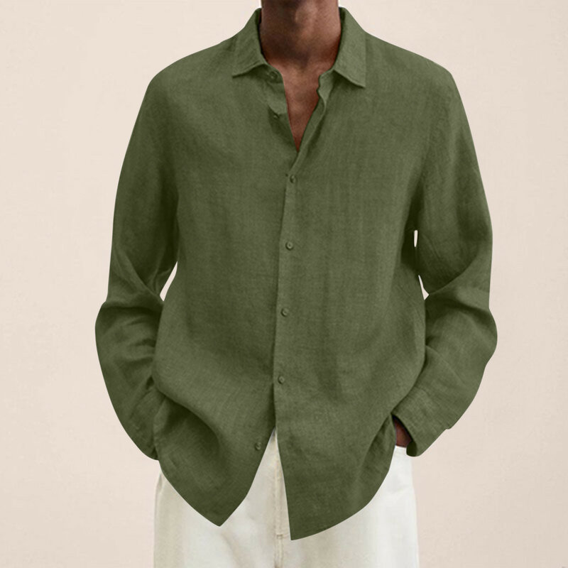 Cotton Linen Blouse Summer Men Turn Down Collar Short Sleeve Button Loose Blouse Tops Oversized S-5XL