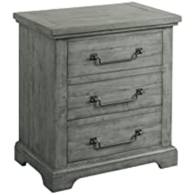 Beach House Solid Wood Dove Grey 2 Drawer Nightstand