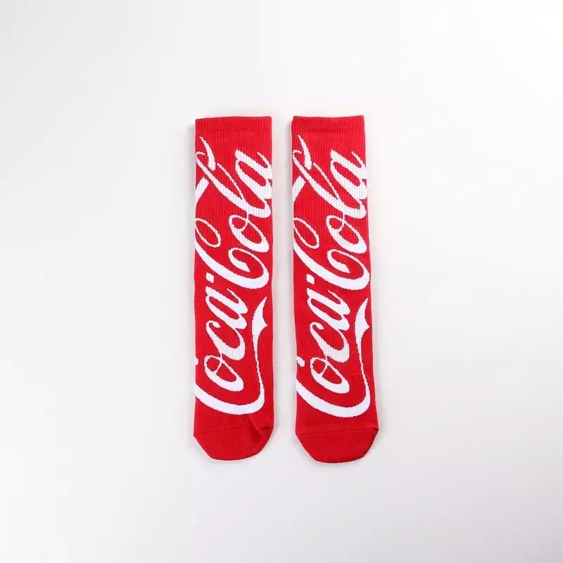 3Pairs coke Cartoon letters jacquard socks Internet red fashion versatile sports and leisure tube socks young men and women sock