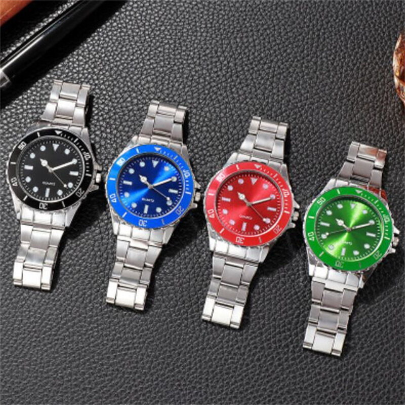 Мужские модные часы, новые повседневные спортивные Аналоговые кварцевые наручные часы с браслетом из нержавеющей стали, подарок