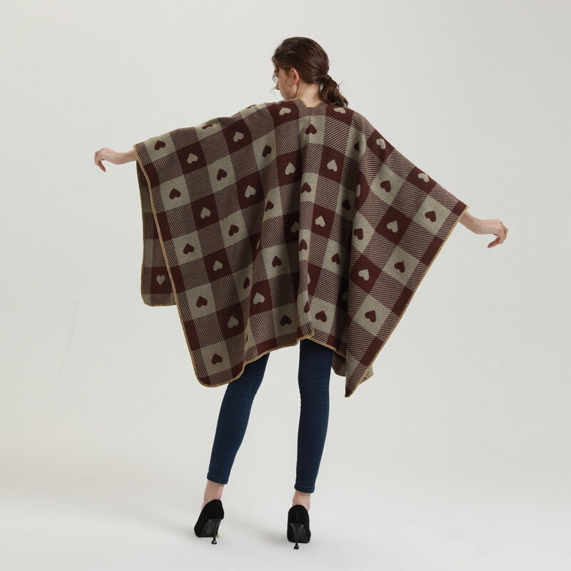 신제품 여성 판초 브랜드 캐시미어 겨울 따뜻한 스카프, 디자이너 두꺼운 담요 숄 모방 망토 여성용 스톨, 2022