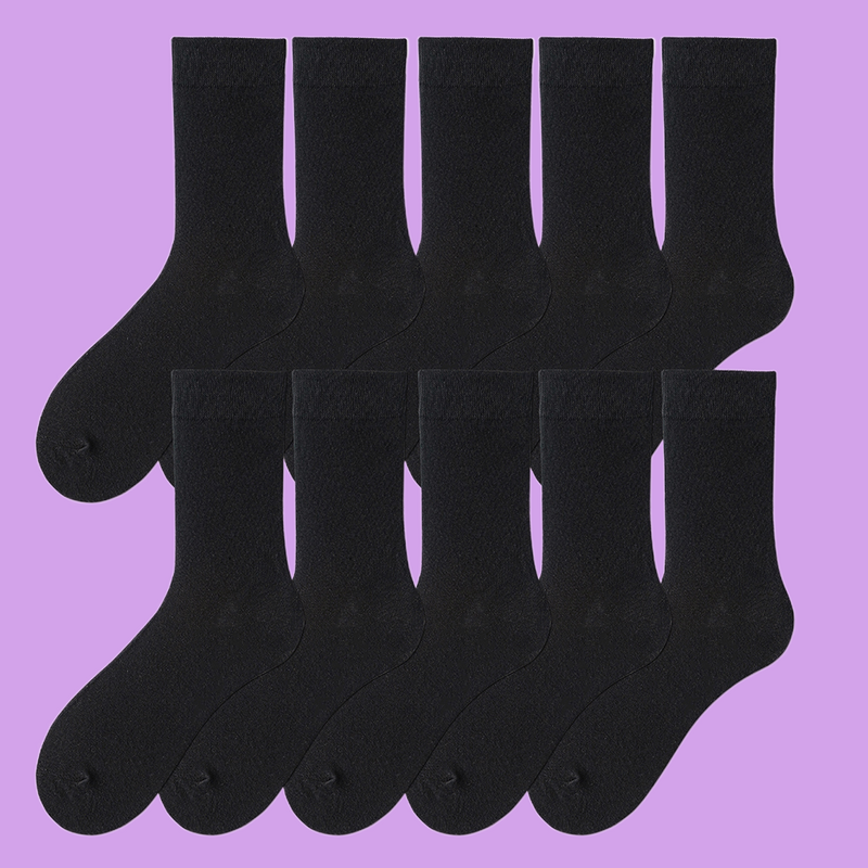 Calcetines de algodón para hombre, medias suaves y transpirables, color negro, para negocios, para otoño y primavera, lote de 10 pares, 2024