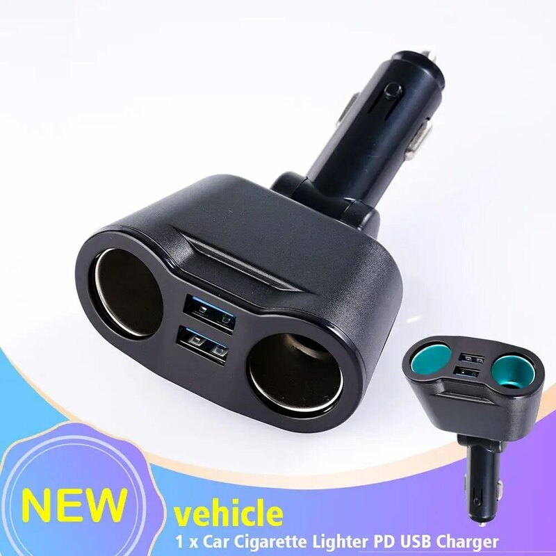 Dual USB Typ-C Auto Ladegerät Digital Display QC 3,0 Schnelle Lade Multi Funktion Zigarre Leichter Erweitert Auto Leichter auto Ladegerät