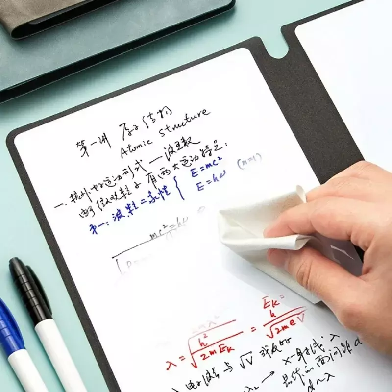 Reutilizável Whiteboard Notebook Set com caneta Whiteboard, apagando pano, Memo Pad de couro, planejador semanal, portátil, elegante, escritório, A5