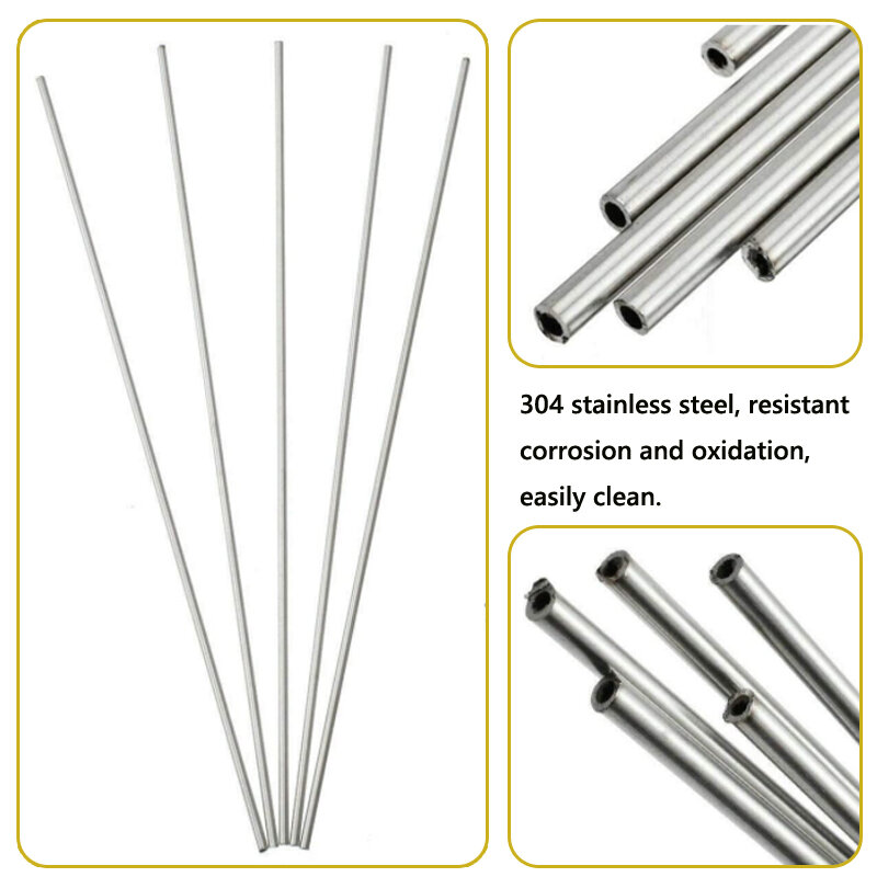 1-10pcs 304 stainless steel round capillary 250mm 500mm long seamless straight tube 4x3mm/6x4mm/8x6mm/10x8mm/10x9mm/12x11mm