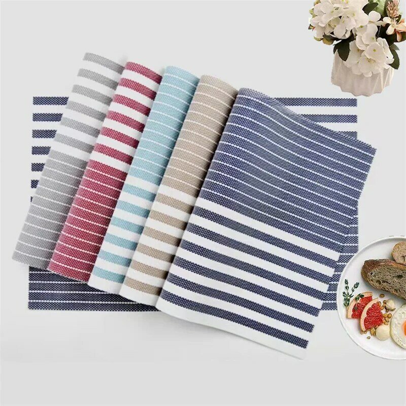 Stripe Meal Mat Hotels Dining Table Mats Heat Insulation Weave Tableware Pad Cup And Bowl Plate Pads Individual Table Placemats