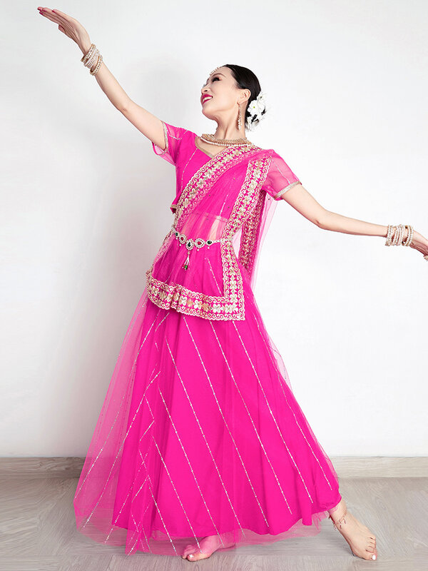 Roupas indianas tradicionais para mulheres, Sari, Vestido elegante para festa, Dança Cosplay, Vestido de palco